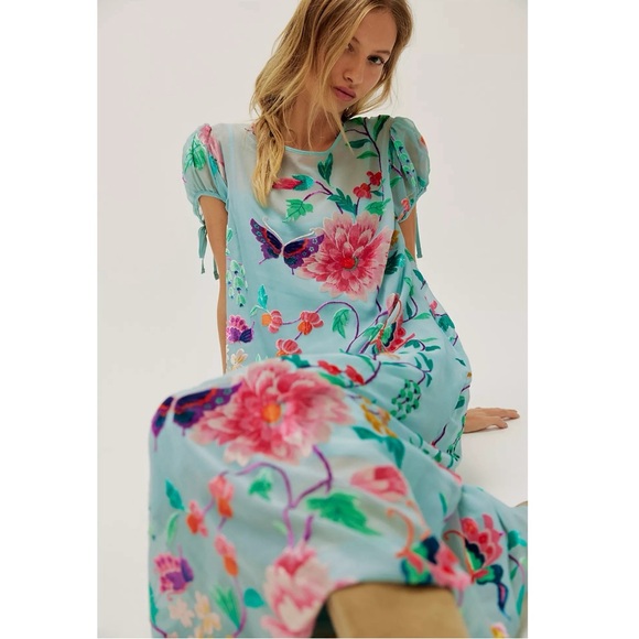 Free People Secret Garden Maxi Dress Size Small NWT Velvet Devore Fairy Sheer - Picture 5 of 16